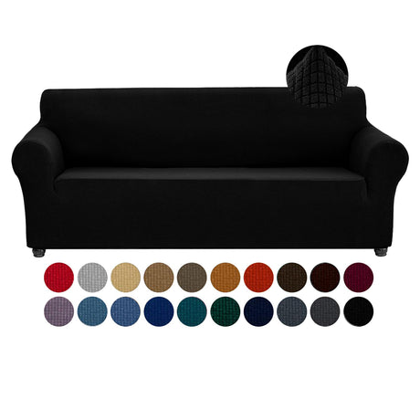 Joccun Stretch Couch Cover Slipcovers, 1-Piece Sofa Covers for 3 Cushion Couch Spandex Jacquard Washable Furniture Protector Cover for Living Room,Kids,Pets(Sofa,Black) Joccun