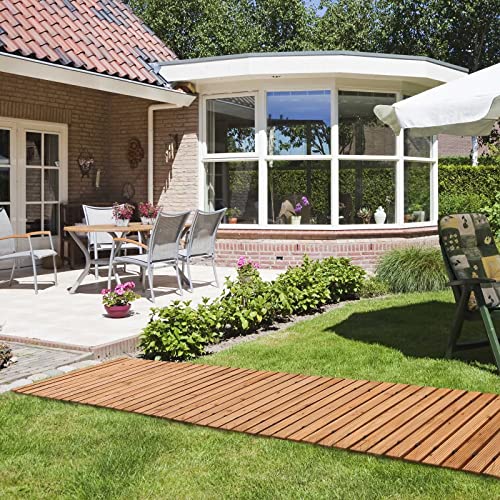 TONAHUTU 8FT Wooden Garden Pathway，Roll Out Wooden Pathway Weather-Resistant Walkway for Outdoor Patios 17" W Roll Out Hardwood Walkway with Non-Slip TONAHUTU