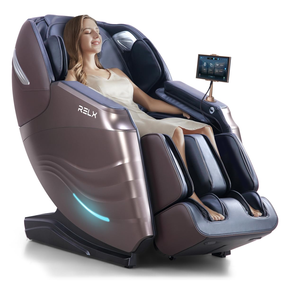 RELX 2026 Massage Chair Full Body, 20 Modes Zero Gravity SL-Track Shiatsu Massage Chair Built-in Heat System, Airbag Massage with Body Scan, Deep Yoga Stretch, Calfrest Extension and AI Control(Brown) RELX