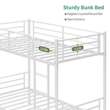QUJEON Bunk Bed,Twin Over Twin Bunk Beds for Kids Teens Adults,Heavy Duty Metal Slats Bed Frame with Ladders and Guardrail,400 lbs Capacity,No Spring Box Required,White QUJEON