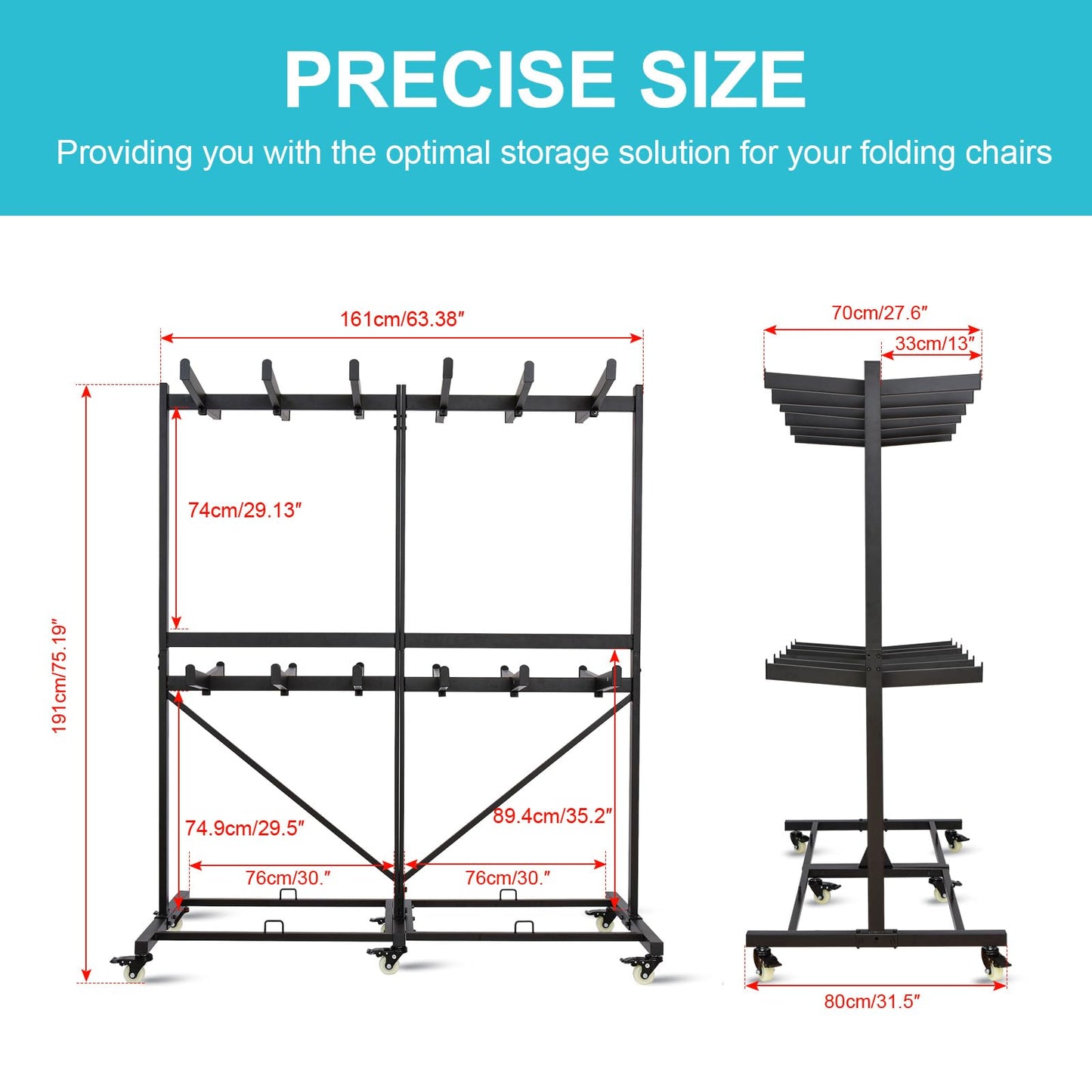 Folding Chair cart,Folding chair Storage,Folding chairs rack,Cart Heavy Duty Rack with Locking Wheels, Ideal for Stackable 84 Chairs, Easy Garage Storage Folding Chair Dolly for Efficient Handling