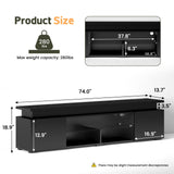 Lamtor TV-Stand with Power Outlet - TV Stand for up to 85 inch Televisions- Entertainment Center with Dynamic LED Lights & High Gloss, Modern TV Console with Storage Cabinets for Living Room, Black Lamtor
