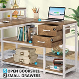 LITTLE TREE Reversible L-Shaped Computer Desk with hutch & Shelf,white LITTLE TREE