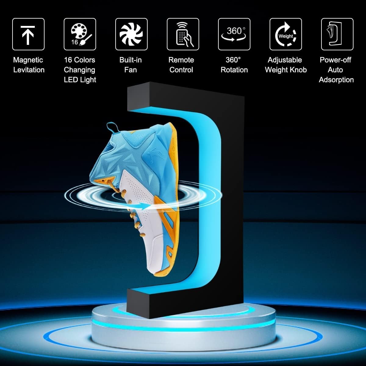 UKESULT Levitating Shoe Display Stand with 16 Colors LED Light Brightn ...