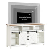 Bolonbi Farmhouse Coffee Bar Cabinet Rustic Sliding Barn Door Storage Cabinet with Power Outlet, Buffet Server Sideboard Cupboard Table for Dining Room Entryway Kitchen White Bolonbi