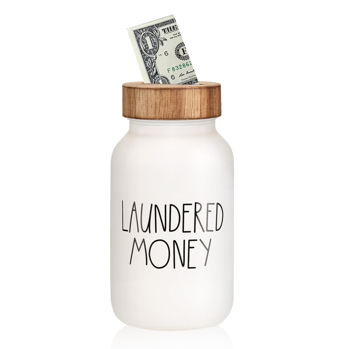 Laundry Room Bank Coin Jar Laundry Room Decor Rustic Country Farmhouse Home Decor Mason Jar with Wooden Top Funny Laundered Money Tip Jar Piggy Bank Onzbala