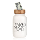 Laundry Room Bank Coin Jar Laundry Room Decor Rustic Country Farmhouse Home Decor Mason Jar with Wooden Top Funny Laundered Money Tip Jar Piggy Bank Onzbala