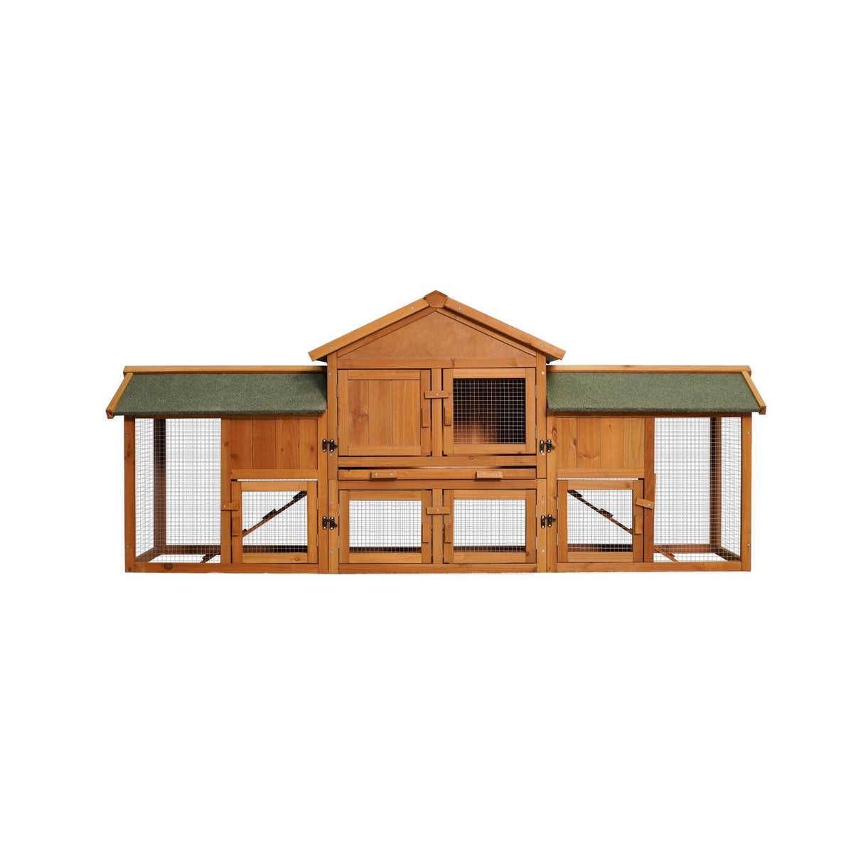 Chicken Coops Large 2-Tier Wooden Chicken House Outdoor Double Door Poultry Hen Cage Backyard Rabbit Hutch Pen with Removable Tray and 2 Runs 79.5 x 33.66 x 20.66 inches EastVita