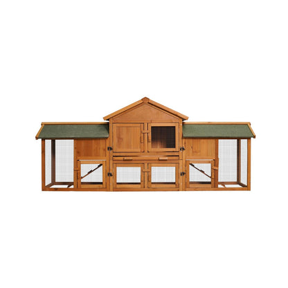 Chicken Coops Large 2-Tier Wooden Chicken House Outdoor Double Door Poultry Hen Cage Backyard Rabbit Hutch Pen with Removable Tray and 2 Runs 79.5 x 33.66 x 20.66 inches - WoodArtSupply