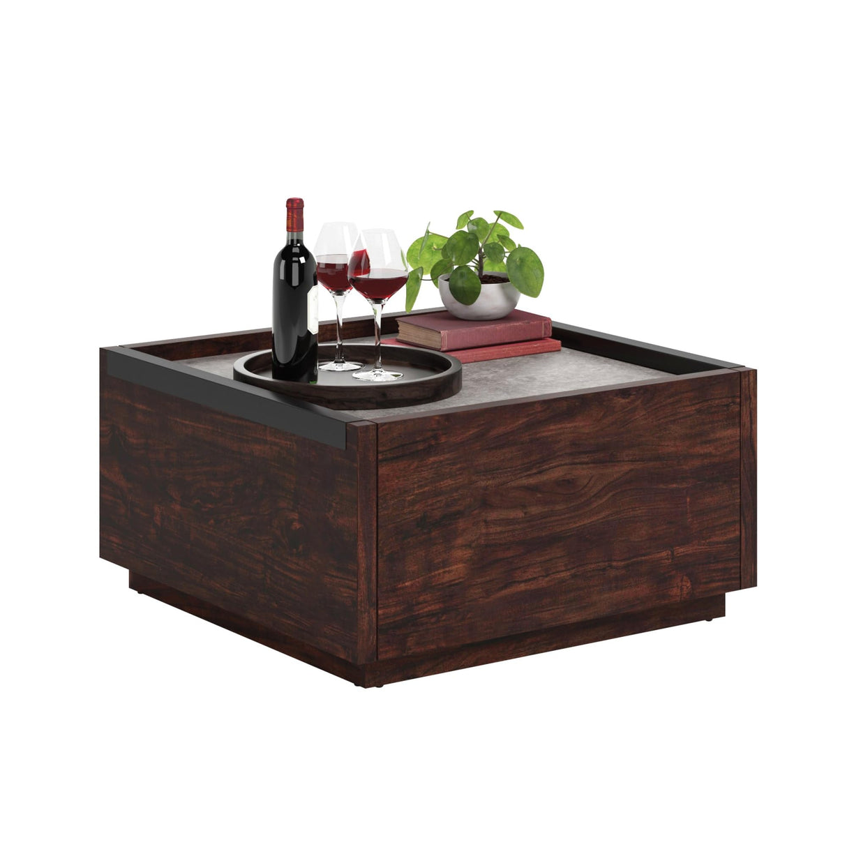 Sauder Manhattan Gate Modern Square Coffee Table, Rich Walnut Finish Sauder