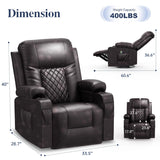 FURNIMAT Recliner Chairs for Adults, Massage Rocker with Heated Modern Ergonomic Lounge 360 Degree Swivel Single Sofa Seat Living Room Lounge Recliners Brown FURNIMAT