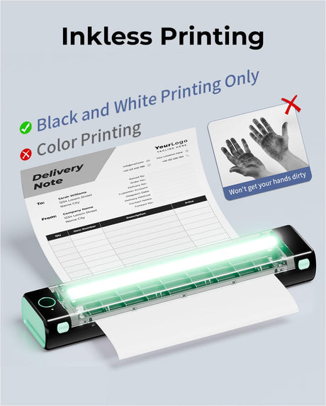 Phomemo M08F Portable Printers Wireless for Travel, Thermal Printer Support 8.5" X 11" US Letter Thermal Paper, Bluetooth Inkless Printer Compatible with iOS, Android, Laptop for Travel, Office, Home Phomemo