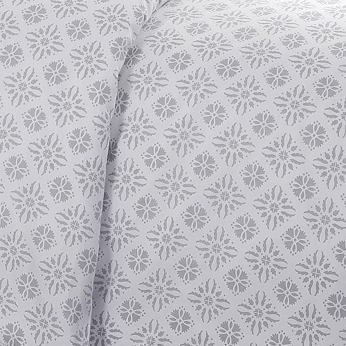 SouthShore FINE LIVING Aztec Dreams Collection, 300 Thread-Count, Premium Quality Single-Ply, Long Staple Cotton Sateen Duvet Cover Set, Twin / Twin XL, Lunar Grey Southshore Fine Living, Inc.