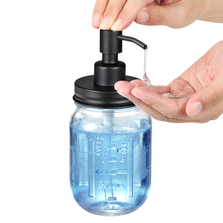 Amolliar Mason Jar Liquid Soap Dispenser -Rustproof Stainless Steel Replacement - Farmhouse Decor for Kitchen/Bathroom,Liquid Soap Pumps for Hand Soap,Dish Soap,Lotions/Black-2 Pack Amolliar