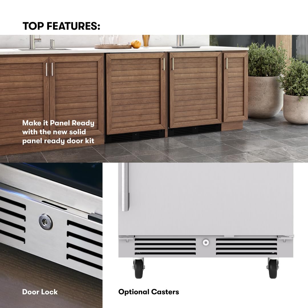 Zephyr Presrv 24 Inch Outdoor Wine Fridge & Beverage Refrigerator Single Zone Under Counter - Drink Chiller Freestanding Stainless Steel Door - 136 cans (Single-Zone Outdoor Wine & Beverage Cooler) Zephyr