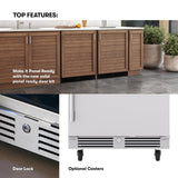 Zephyr Presrv 24 Inch Outdoor Wine Fridge & Beverage Refrigerator Single Zone Under Counter - Drink Chiller Freestanding Stainless Steel Door - 136 cans (Single-Zone Outdoor Wine & Beverage Cooler) Zephyr