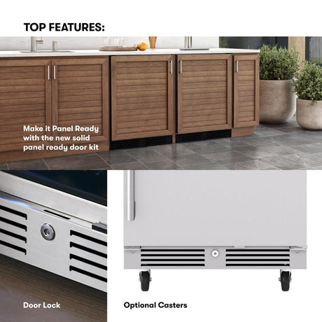 Zephyr Presrv 24 Inch Outdoor Wine Fridge & Beverage Refrigerator Single Zone Under Counter - Drink Chiller Freestanding Stainless Steel Door - 136 cans (Single-Zone Outdoor Wine & Beverage Cooler) Zephyr