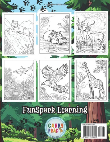 Wild Animals Coloring Book for Kids ages 8 to 12: Wildlife Coloring Book with 50 images of animals from around the world to spend hours creating, having fun, and learning about the wonders of nature.