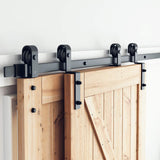 SMARTSTANDARD 6 Feet Bypass Sliding Barn Door Hardware Kit - for Double Wooden Doors-Single Track - Smoothly & Quietly - Easy to Install-Fit 60" Opening SMARTSTANDARD