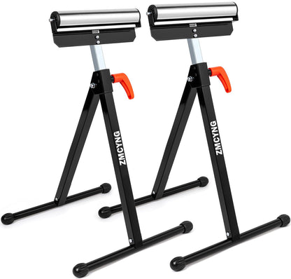 Roller Stand - 2 Pack Roller Stands for Woodworking, Height Adjustable Folding Steel Roller Stand 27-43 In, Table Saw Roller Support Stand for Outfeed Woodworking, Heavy Duty Load Capacity 13 - WoodArtSupply