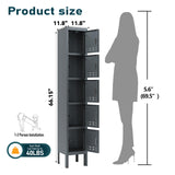 BUTISOW Metal Locker with 5 Doors,Lockers for Employees,66'' Steel Storage Locker for School,Gym, Office, Office,Garage,Lockable Metal Storage Cabinet with Hooks,Card Slots,Requires Assembly BUTISOW