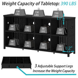 LVB Black Horizontal Bookshelf, Modern Cube Storage Organizer Bookcase, Industrial Wide Long Wood Metal Book Shelf, Farmhouse Low Large Cube Shelf for Office Home Bedroom Living Room, Black Oak, 63 In LVB