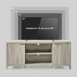 OAKHAM HOME Fluted TV Stands for Living Room, Heavy Duty Entertainment Center with Storage, Mid Century Modern Television Stands for 50/55/60/65 TV, Oxford Media TV Console (Grey Oak) OAKHAM HOME