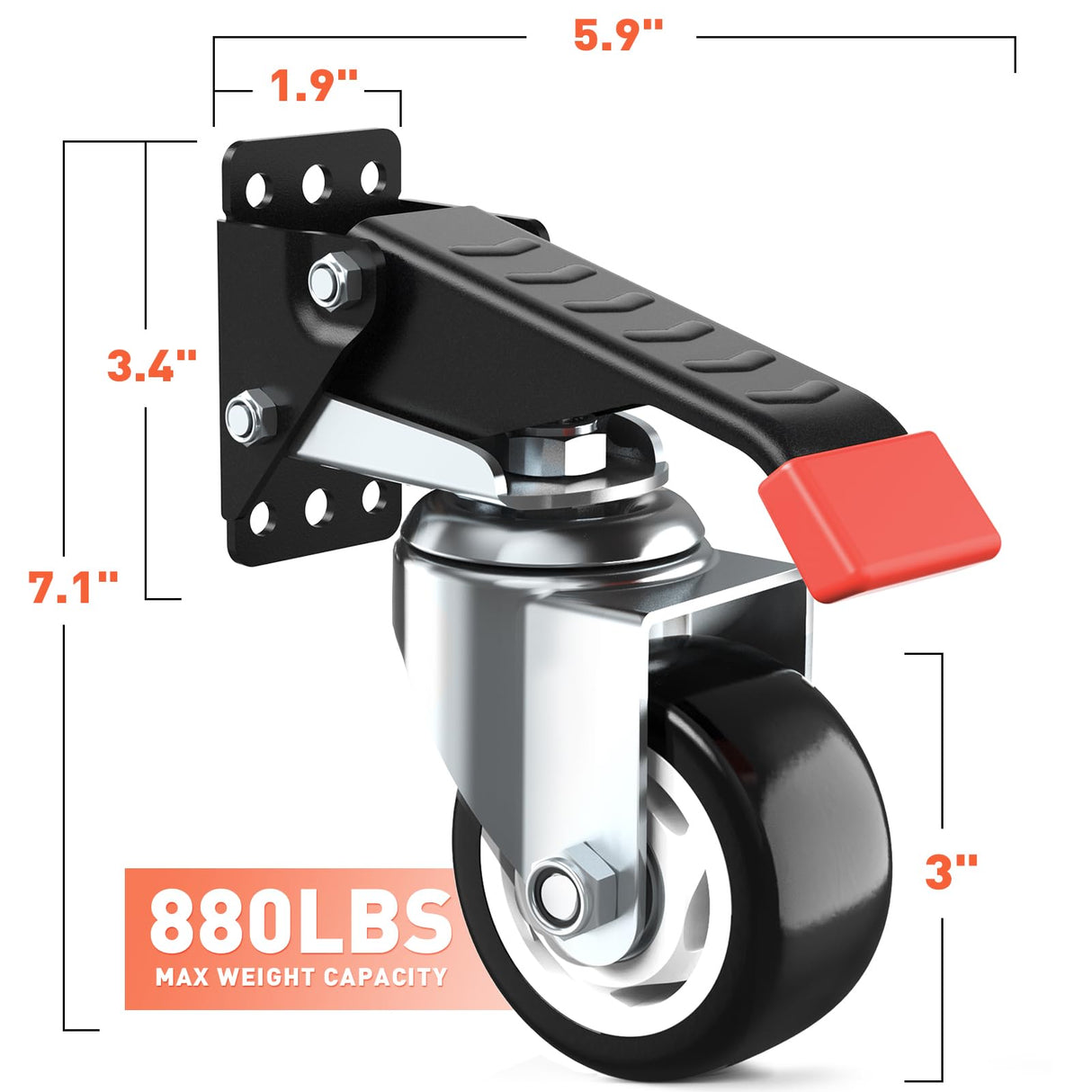 SPACEKEEPER Workbench Casters Kit 880 Lbs - 3 Inch Heavy Duty Retractable Caster Designed for Workbenches Machinery & Tables, 4 Pack SPACEKEEPER