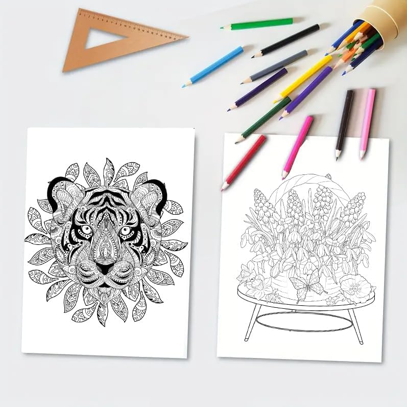 Ilyever 3 Pack Adult Stress Relief Coloring Book,60 Page Mandalas,Animal & Flower Patterns,Spiral Bound Women Coloring Books for Mindfulness & Relaxation for Christmas,Birthday&Holiday Party Gifts ilyever