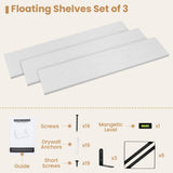 Heimlove 36 Inch White Floating Bookshelves Set of 3,Heavy Duty Wall Mounted Bookshelves,Wall Bookshelf for Living Room,Bedroom,Kitchen,Laundry Room Storage & Decor Heimlove