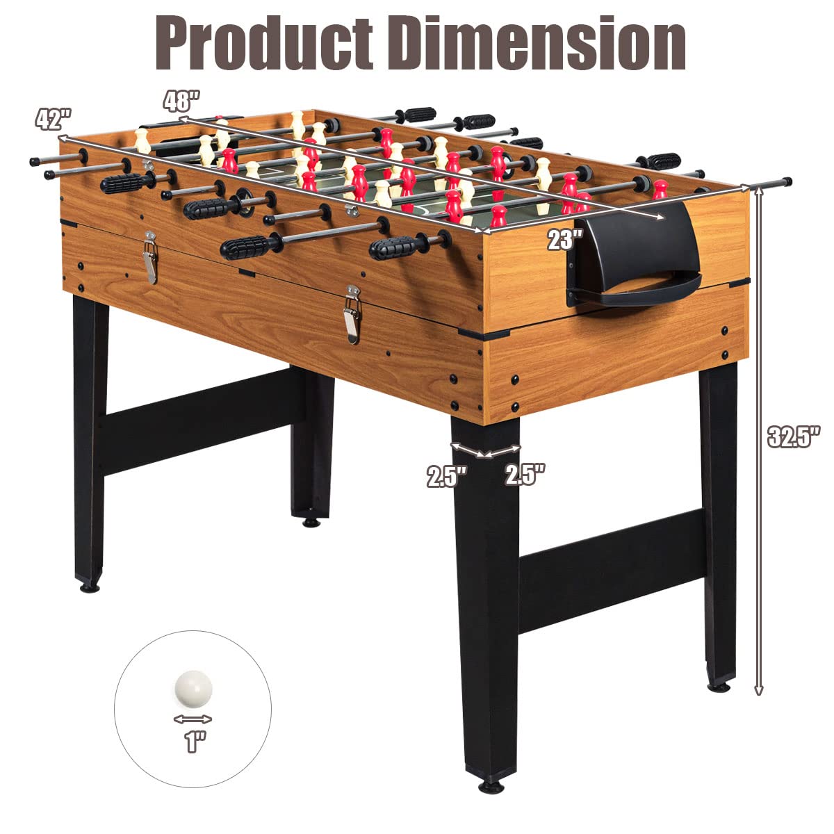 Giantex Multi Game Table, 3-in-1 48" Combo Game Table w/Soccer, Billiard, Slide Hockey, Wood Foosball Table, Perfect for Game Rooms, Arcades, Bars, Parties, Family Night Giantex