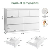 Jocoevol Modern White 7 Drawer Dresser for Bedroom, Simply Chest of Drawers, Wood Storage Dresser with Deep Drawers for Living Room Hallway Entryway, White Jocoevol