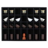 ARRAWIS Black Shot Glass Display Case 18" x13" Solid Wood Wall Mounted Collection Cabinet 28 Slots Small Curio Cabinet Rack (No Door) ARRAWIS