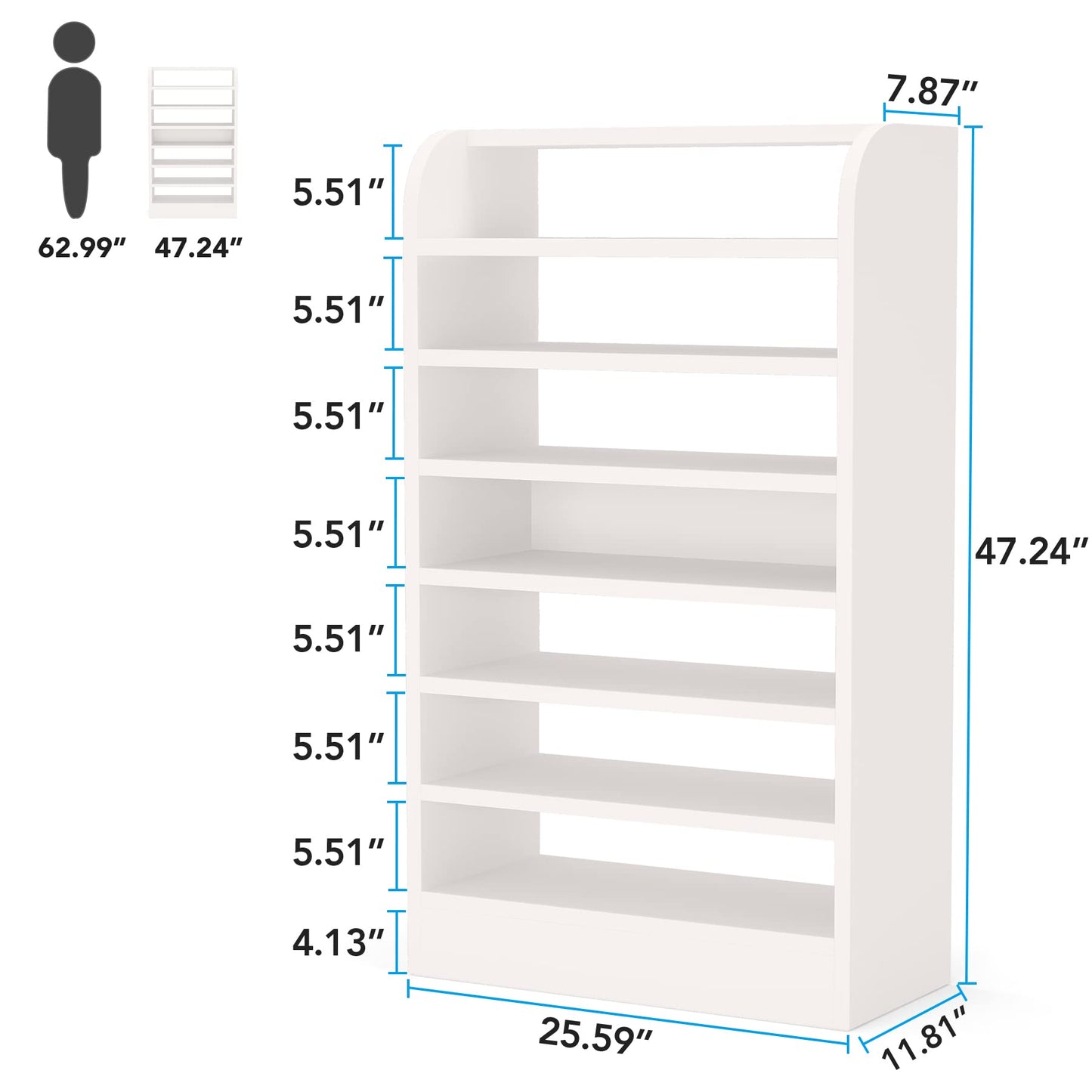 Tribesigns Shoe Rack for Entryway, 8-Tier Tall Shoe Shelf Shoes Storage Organizer, Wooden Shoe Storage Cabinet Shoe Stand for Closet, Hallway, Living Room, 2 Pcs, White - WoodArtSupply