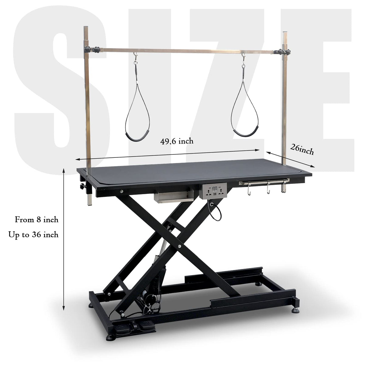 JETEAGO 49.6” Pet Dog Grooming Table Adjustable Professional Trimming Table with Arms,Noose for Large Cat Shower Table, Maximum Capacity Up to 330LBS JETEAGO
