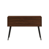 Walker Edison Perdita Minimalist Glass-Shelf Entry Table, 44 Inch, Dark Walnut Walker Edison