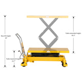 Xilin Hydraulic Lift Table Cart, Hand Lift Platform 1760 lbs Capacity 59" Lifting Manual Double Scissor Cart with 4 Wheels, for Material Handling and Transportation Xilin