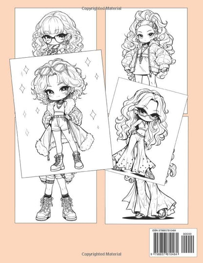 Y2K Chibi Girls Coloring Book: Adorable Cartoon Girls Coloring Pages with Preppy Style Arts for Adults, Teens, and Kids Stress, Fun and Anxiety Relief