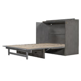 YOPTO Full Size Murphy Bed Chest,Folding Storage Wall Bed with Large Drawers,USB Ports & 2 Three-Prong Outlets,Hidden Cabinet Platform Bed W/Wood Slats Support,for Bedroom,Guest Room,Brushed Gray YOPTO