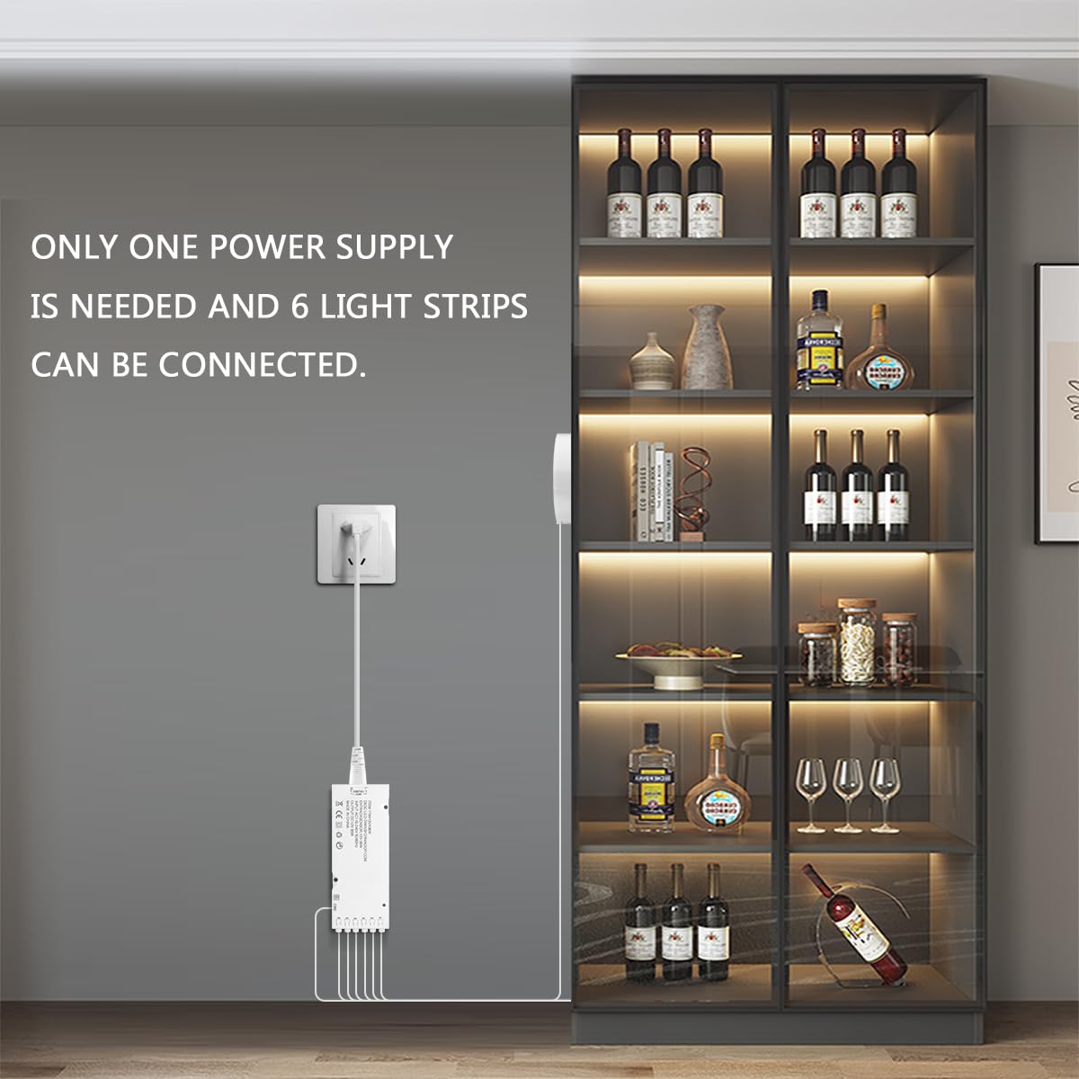 CHNMALITAI COB LED Strip Lights 12V Penetrable Wood Touch Dimmable LED Under Cabinet Light Kit with 60W Adapter 2M/6.56FT Flexible COB LED Strip for DIY Kitchen,Cabinet,Counter,Shelf,Showcase Decor CHNMALITAI