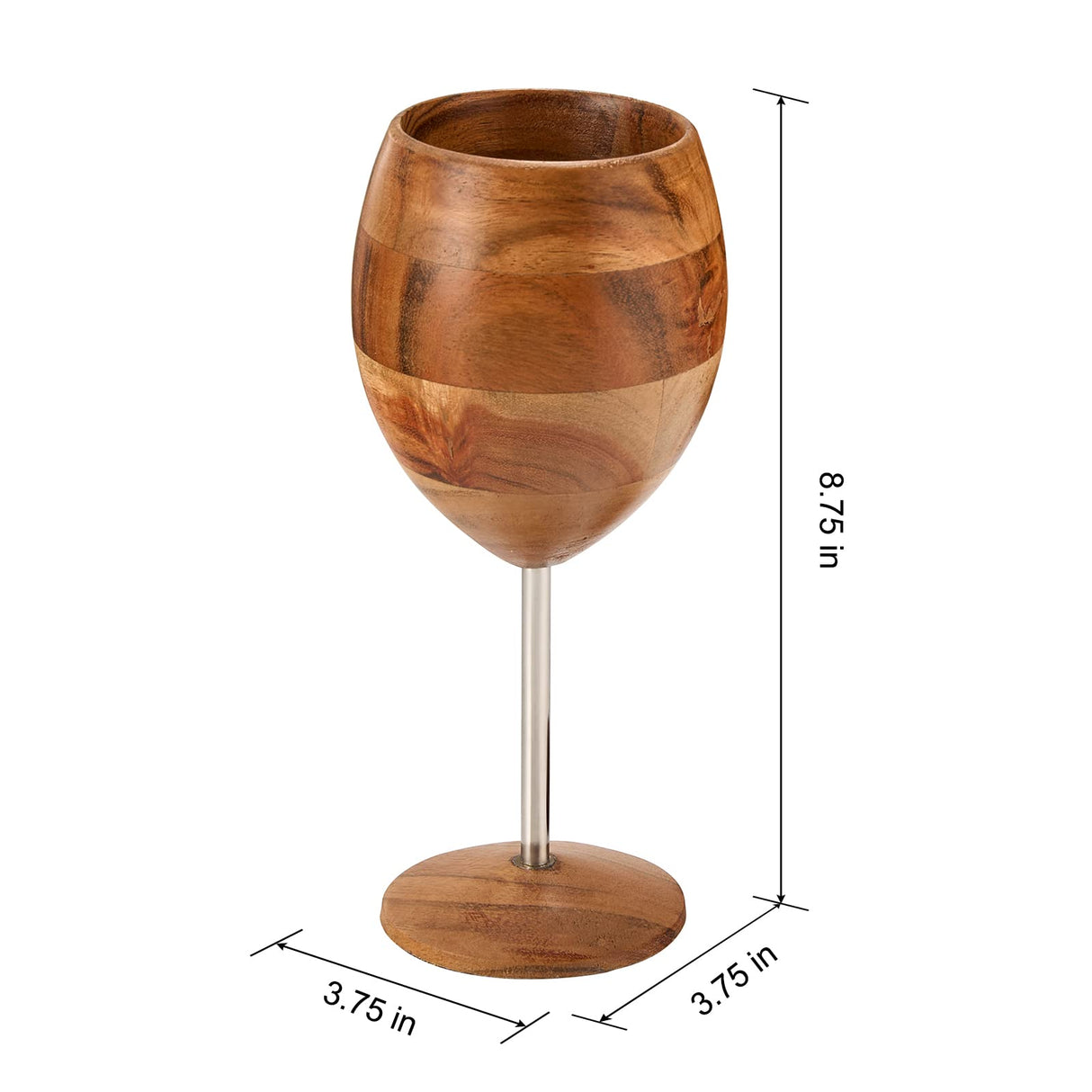 Designer Dark Acacia Wooden WUD Wine Glasses - Set of 2 - Wooden Wine Goblets Rustic Unique Cocktail, Champagne, Martini Natural Wood Glassware, Farmhouse Cup - Toasting Gifts For Him 12 oz GUTE