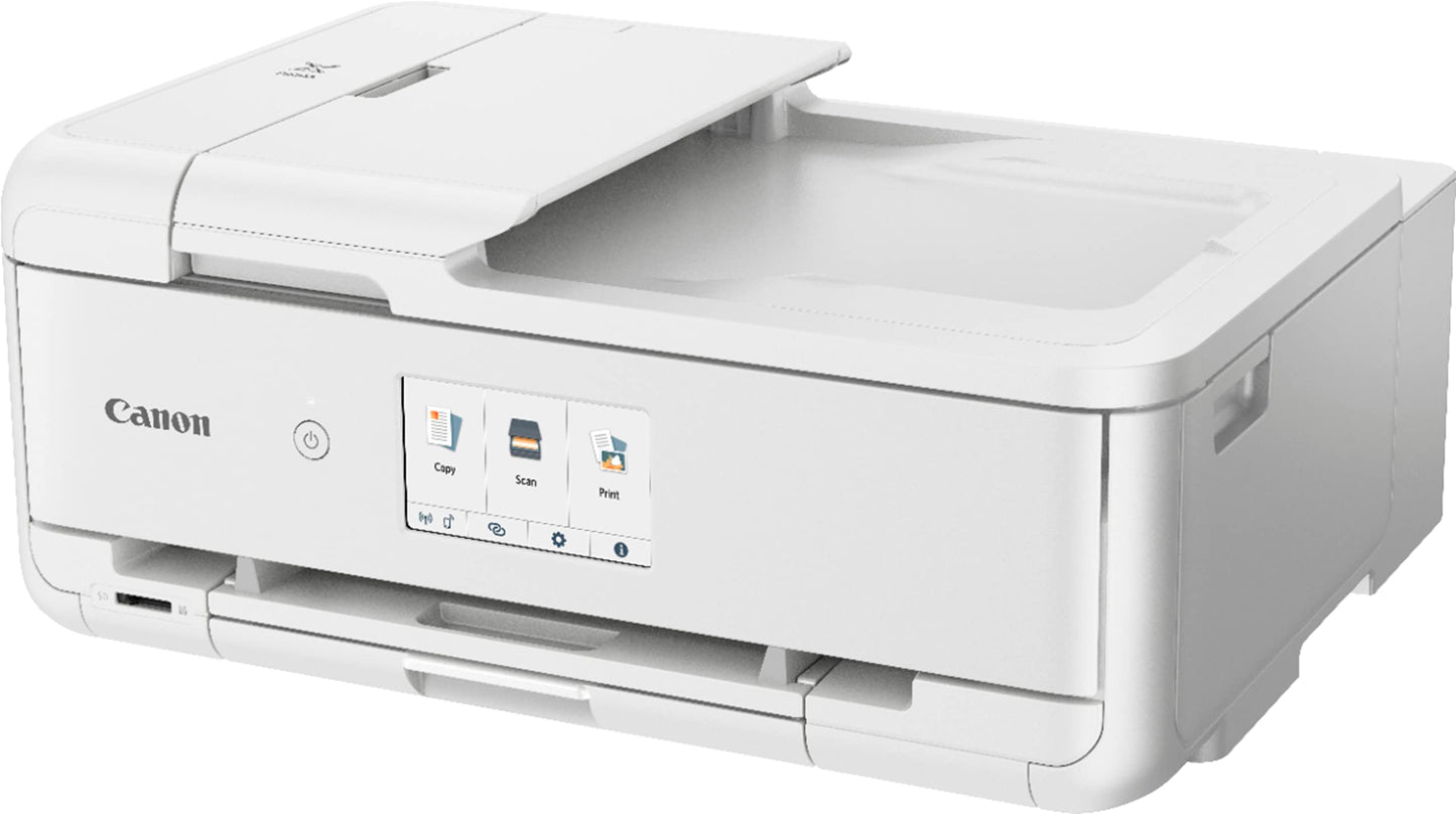 Canon PIXMA TS9521C All-in-One Wireless Crafting Photo Inkjet Printer, White - Print Scan Copy - 4.3" Touchscreen, 15 ipm, 4800 x 1200 dpi, Auto 2-Sided Printing, Bluetooth, SD Card Slot