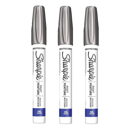Sharpie Oil-Based Paint Marker, Medium Point, Metallic Silver Ink, Pack of 3 SHARPIE