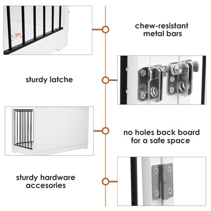 Dog Crate Furniture 47" Wooden Dog Kennels for Dogs Indoor with a Removable Divider for Large/Medium/Small Dogs, 2 Storage Drawers and Large Tabletop Dog Cages Double Doors Dog House, White - WoodArtSupply