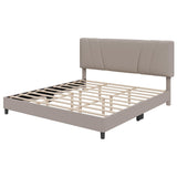 Novilla King Size Bed Frame with Adjustable Headboard Platform King Bed Frame Linen Fabric Upholstered Headboard, No Box Spring Needed, Noise-Free, Wooden Slats Support, Easy Assembly, Beige Novilla