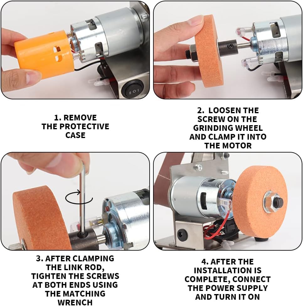 Baisiky Mini Belt Sander-Electric Bench Grinder Grinding Machine, 7 Adjustable Speed Grinder Polisher Knife Sander Tool for DIY Woodworking, Metal, Baisiky