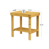 Glavbiku Bamboo Shower Bench, Shower Chair with Non-Slip Feets Storage Shelf Safe and Stable, Kids Adults Wooden Stool for Home, Bathroom, Bedside, Living Room Glavbiku