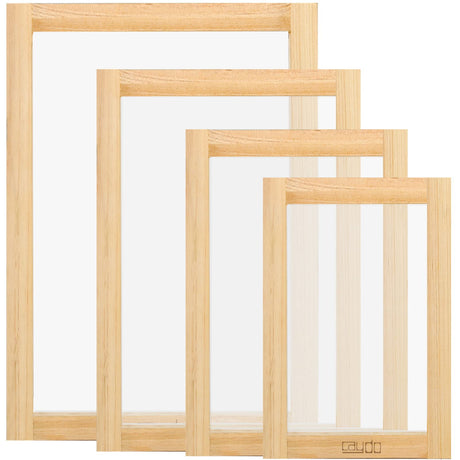 Caydo 4 Pieces 4 Size Screen Printing Frame with 110 Mesh for Screen Printing Beginners and Kids, 9 x 5.1 Inch, 10.6 x 6.7 Inch, 12.2 x 8.2 Inch, 14 x 10 Inch Caydo