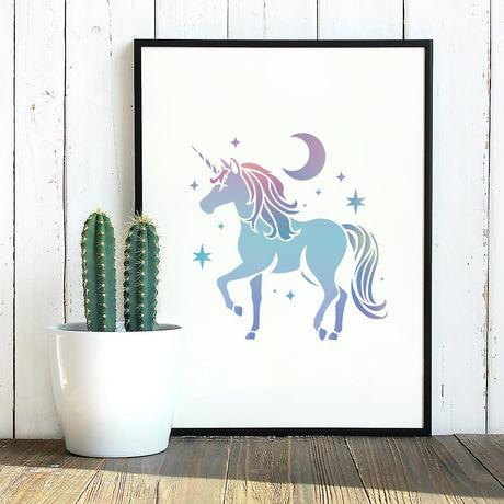 Unicorn Stencil for Painting 11.8 x 11.8 Inch Reusable Plastic Unicorn Template for Painting on Wall Wood Furniture Fabric Canvas, DIY Craft Stencil DOODLREAM