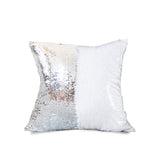 HMQIANG Sublimation Sequin Pillow Cases Blank 16 x 16 Inch 4PCS Silver and White Reversible Mermaid Flip Glitter Pillow Covers HMQIANG